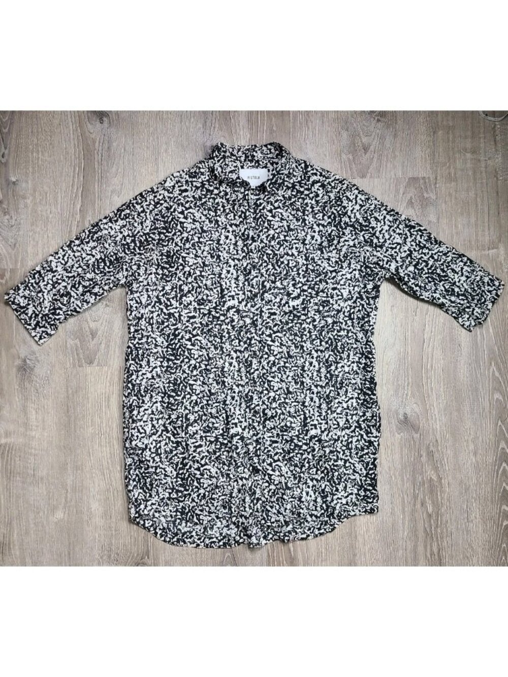 Pistola Sam Shirt Dress Women M Black White Abstract Button Casual Summer Spring